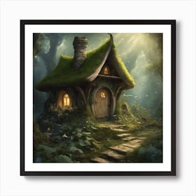 A Beautiful Tiny Fairy In A Woodland Cottage Share Art Print