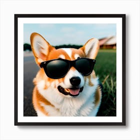 Corgi In Sunglasses 46 Art Print