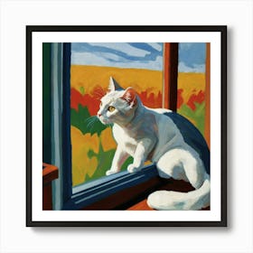 Cat Looking Out Window 4 Art Print