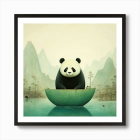 Panda In A Boat Art Print