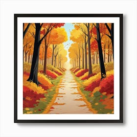 Whimsical Fall In Forest Road Art Print (6) Art Print