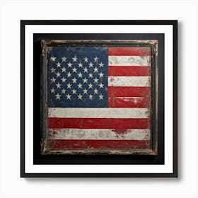 An Antique American Flag Resplendent With Immaculate Red Stars Scattered Against A Deep Blue Backgr (2) Art Print