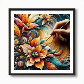 Abstract Flower Painting Art Print