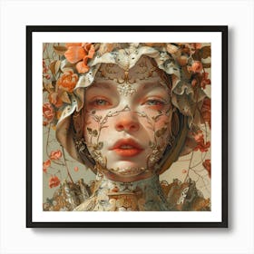 Girl With Flowers 2 Art Print