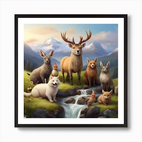 Animals Of The Forest Art Print