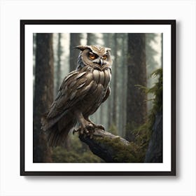 Owl In The Woods 46 Art Print