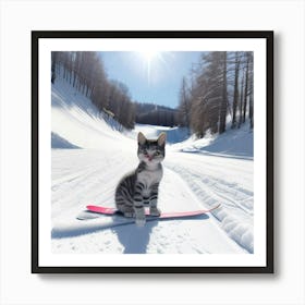 Gato En La Nieve Posando Art Print