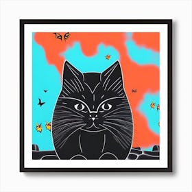 Cute Black Cat 1 Art Print
