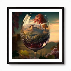 Wine Glass With Vineyards Art Print