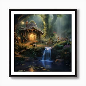 Myeera Enchanted Forest Moonlight Ninja Meditating Waterfall Mi 9687e003 A884 46c0 8c51 Ff5680a84975 Art Print