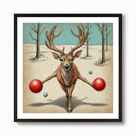 Deer With Balls Art Print