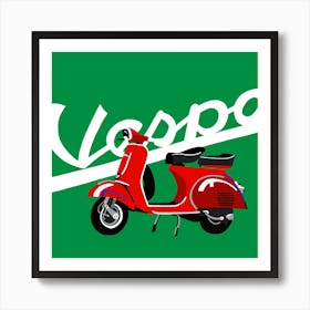 Vespa Scooter on green Art Print