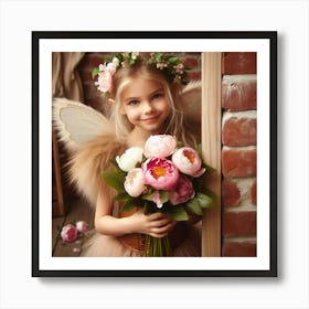 Fairy Girl With Flowers Photo Art Print