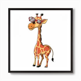 Giraffe With Glasses Art Print