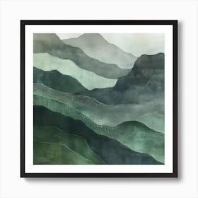 Japanese Watercolour Of Mount Goryu 2 Art Print