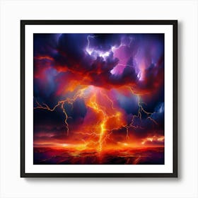 Watercolor Eletric Storm Studio Photography Complex Details High Detail Art Print