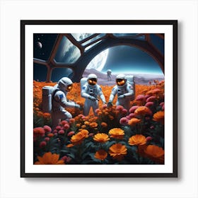 Space Flowers Art Print