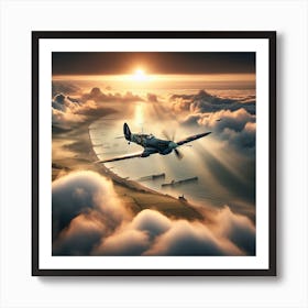 Reach for The Sky - 2/4 (Supermarine Spitfire fighter WW2 sky battle Dunkirk Ace pilot world war 2 clouds combat Airforce Battle of Britain RAF) Art Print