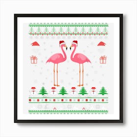 Funny Ugly Sweater For Christmas Flamingo Santa Claus Xmas Art Print