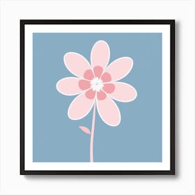 A White And Pink Flower In Minimalist Style Square Composition 14 Art Print