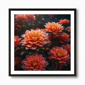 Peach dahlias Art Print