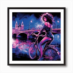 Women on bicycle 3 Art Print