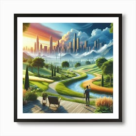 Vibrant Cityscape Landscapes For Urban Living Art Print