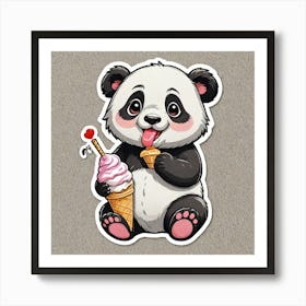 Sticker Of A Cute Panda Eating Ice Cream 1408441847 Art Print