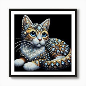 Shabby Chic Cat Art Print