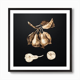 Gold Botanical Pear on Wrought Iron Black n.4435 Art Print