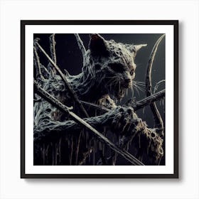 Cat With Swords 3 Art Print