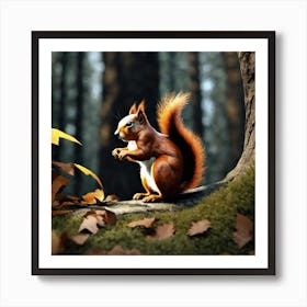 Squirrel In The Woods 9 Art Print