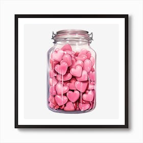 Pink Hearts In A Glass Jar Poster