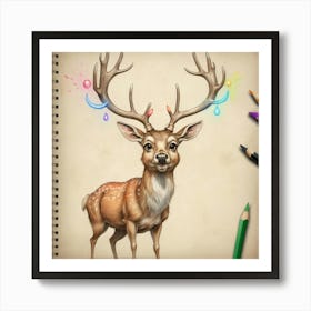 Deer With Antlers 5 Art Print