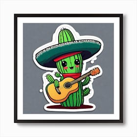 Cactus With Guitar 13 Art Print