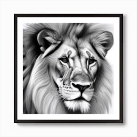 Lion Drawing Art Print