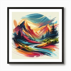 Illustration mountains Art Print