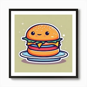 Kawaii Burger 3 Art Print