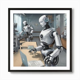 Robots At Work Art Print