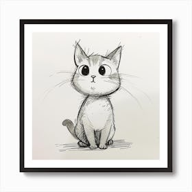 Cat Drawing Art Print