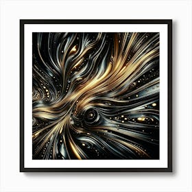 Abstract Gold And Black Background Art Print