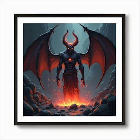 Demon Soul Casting Dark Energy In A Glowing Pit 1 Art Print