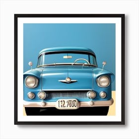 Classic Blue Car 2 Art Print