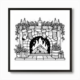 Christmas Fireplace Art Print