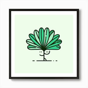 Green fan of palm leaves, Vector art Art Print