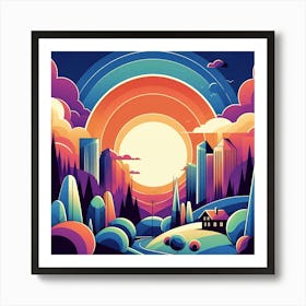 Rainbow City Art Print