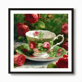 Roses And Teacups Art Print