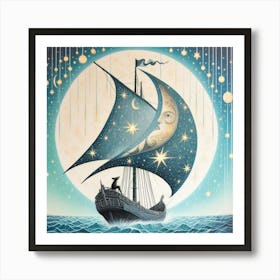 Moonlight Sail Art Print