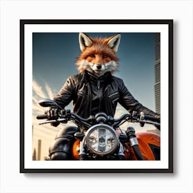 Fox On A Motorcycle 1 Art Print