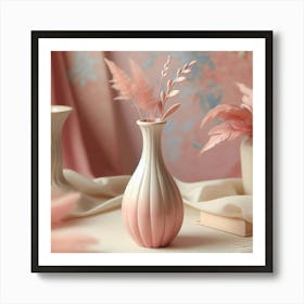 Pink Vase With Flowers Art Print